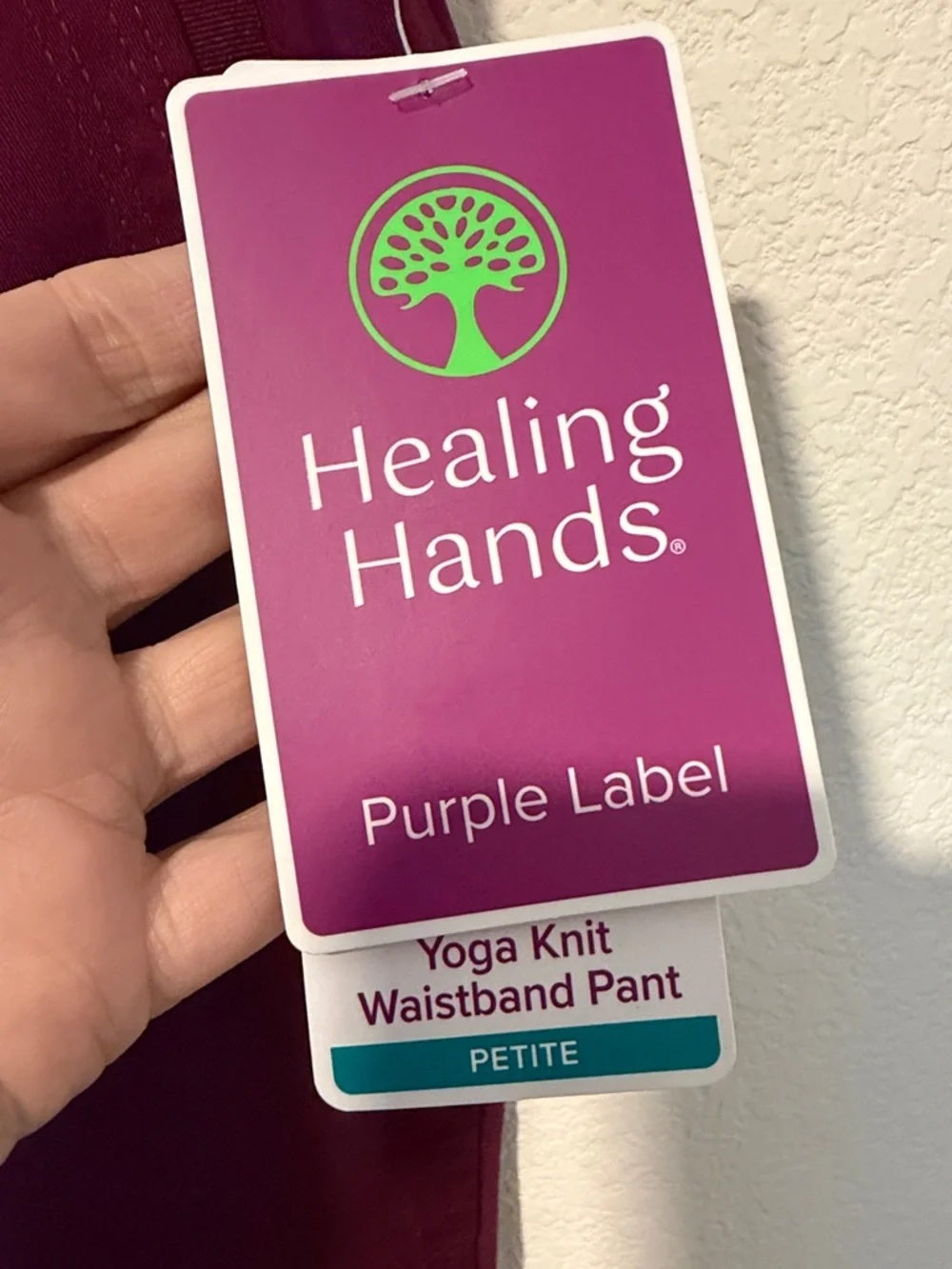 Women's Scrub Pants Healing Hands Yoga Knit Waistband Purple Label Medical Nurse - Picture 2 of 9